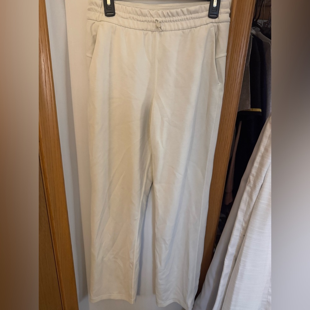 Lululemon, soft stream wide legged pants, color bone.